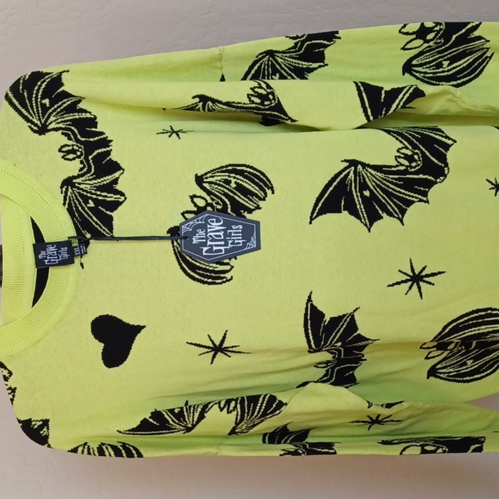 Neon Yellow Bat Sweater - Picture 2 of 13